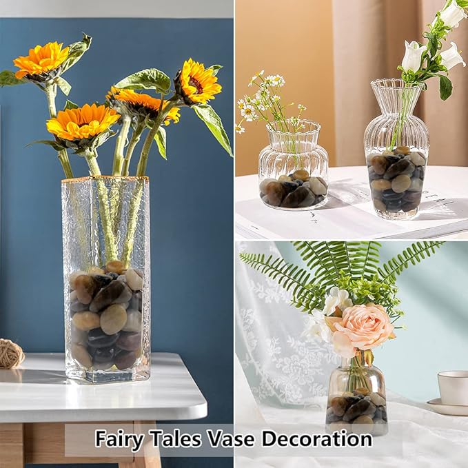 YISZM Pebbles for Indoor Plants, Natural Polished River Rocks, Small Decorative Mixed Color Stones for Planters Vase Fish Tank Aquariums Landscaping Garden, 2lbs