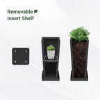 Metal Tall Planters 18 inch Set of 2, Durable Taper Planter with Drainage Holes & Rust-Proof Coating & Trays for Outdoor Indoor Garden Patio Front Door (Black)