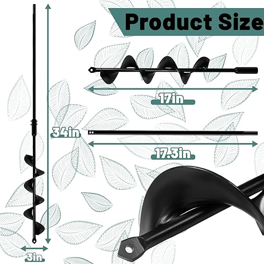 3x34 Auger Drill Bit for Planting,Disassemble Length Garden Auger Drill Bit,Garden Spiral Hole Drill for Bulbs and Potted Plants,Planting Auger for 3/8" Hex Drive Drill