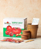Burpee Best Starter Kit, SuperSauce, Fourth of July, Shimmer & Steakhouse, 4 Tomato Seed Packets, 4 Pots, 4 Coir Pellets & 4 Plant Markers