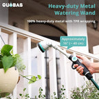 QUOBAS 16 Inch Watering Wand, Heavy Duty Garden Hose Sprayer with 90° Adjustable Head, Thumb Control & 6 Spray Patterns,Long Reach Hose Nozzle for Hanging Plants, Lawn, Garden & Outdoor Cleaning