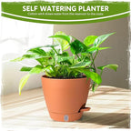Self Watering Pots for Indoor Plants (5/5.5/6/6.5/8 Inch), Terra Cotta Planters with Water Level Indicator & Drainage,Wicking Pots for Monstera, Herbs & Snake Plant (Terra Cotta, 5/5.5/6/6.5/8 Inch)