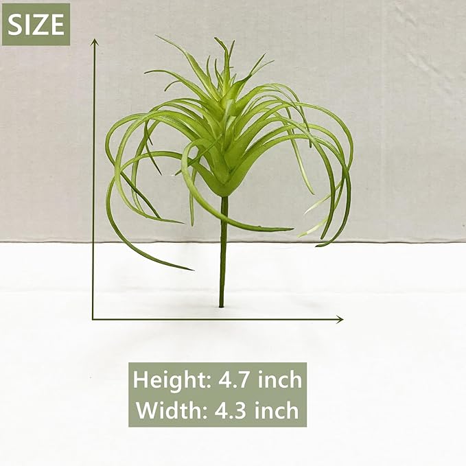 Artificial Flocking Tillandsia Air Plants Faux Succulents Bromeliads for Indoor/Outdoor Garden and Home Decor, Terrarium Decorations, Arrangements, Office, and Displays (2, Mini Small)