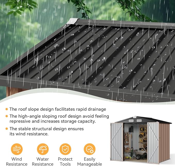 Aoxun Metal Outdoor Steel Shed for Garden