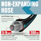 Heavy Duty Garden Hose 25 ft, NON-EXPANDABLE Water Hose with 10 Function Spray Nozzle, Lightweight Kink-less Hybrid Hose with Swivel Handle, Male to Female Fittings