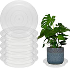 6 Pack 8 Inch Round Plant Saucers for Less 6.8 Inch Pot Indoors Outdoors Plant Trays for Pots Planter Saucer Plastic Plant Drip Tray Planter Water Tray for Potted Plants(Clear, 8"(6pcs))