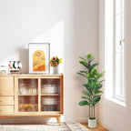 Alupssuc 4FT Artificial Fiddle Leaf Fig Tree with White Planter Pot, 4 feet Tall Fake Tree for Home Decor, Faux Ficus Tree Fake Moss for Indoor Outdoor Office Living Room