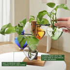 Plant Terrarium Propagation Stations with Wooden Stand, Glass Vase for Indoor Hydroponics Home Garden Office Decoration Gift for Women - 4 Love Bulb Vase