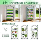 Ohuhu Mini Greenhouse for Indoor Outdoor with Wheel, Small Plastic Plant Green House 4-Tier Rack Stand Portable Greenhouses with Durable PVC Cover for Seedling