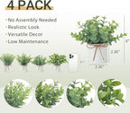Mkono 4 Packs Small Fake Plants in Farmhouse Galvanized Pots Table Centerpiece Mini Potted Artificial Plants Faux Eucalyptus for Shelf Office Rustic Home Decor (White, Mini-6" H)
