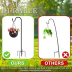 Shepherds Hooks for Outdoor 48 Inch Garden Bird Feeder Pole with 5 Prongs Base Adjustable for Hanging Flower Basket Plant Pot Solar Lantern Light Wind Chime Hanger for Wedding Decor 2 Pack