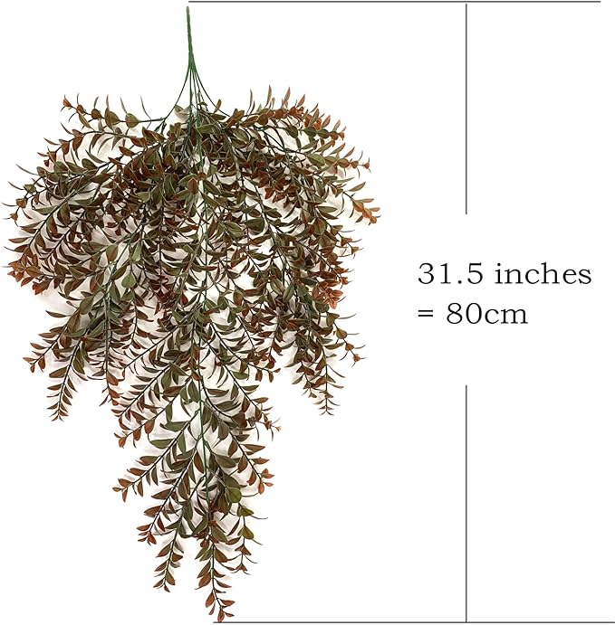 CATTREE Artificial Hanging Vines, Faux Ivy Leaves Plastic Plants Greenery Fake Leaf Plant UV Resistant for Indoor Outdoor Garden Door Wall Baskets DIY Wedding Party Table Decoration Red Brown 4 Pack
