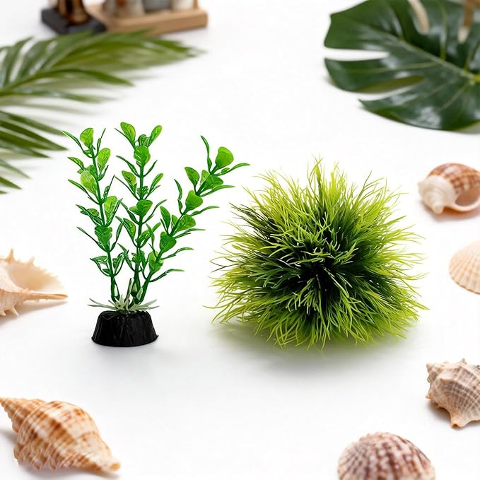 4 Pcs Silk Plants for Fish Tank, Realistic Aquarium Plants Live Decor with Weighted Base, Green Aquascaping Accessories for Betta Tanks, Reptile Terrariums, and Freshwater Setup