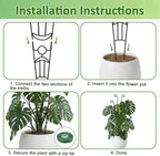 Monstera Plant Support - 4-Pack of 32.6" Tall Plant Trellis Stakes for Large Indoor Vines | Adjustable Dual Pole Frame for Monstera Deliciosa & Potted Plants