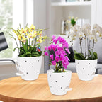 Vanslogreen 6 Inch Orchid Pots with Holes, 2 Pack Self Watering Planters for Orchids Plastic Orchid Pot Plant Flower Pots for Orchids Indoor Outdoor (White)