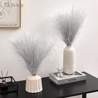 50PCS Pampas Grass Decor, 17" Silver Pampas Grass, Fluffy Small Pampas Grass for Vase Filler Home Wedding Wall Table Party Decoration