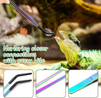 OLIISS Stainless Steel Reptile Feeding Tongs with Rubber Tip - 10.6" Straight & Curved Tweezers for Aquariums & Crafts - Feeder Tools for Bearded Dragons & Lizards - Terrarium Tank Supplies - 2 Pack