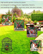 Garden Cloches for Plants 2 Pack Metal Plant Protectors from Animals Chicken Wire Cloche Updated Plant Cages for Outdoor Plants Vegetables Seedlings 13" D x 14" H