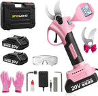Electric Pruning Shears Cordless Brushless - Professional Battery Powered Pink Pruner, 2 Batteries & Replaceable Blades, Toolbox for Efficient Garden & Landscape Maintenance