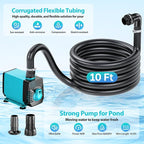 POPOSOAP Pond Waterfall Spillway with Pump Kit, 13.4" H x 12" W Stainless Steel Pond Waterfall Box with Pond Pump, Filtration, 10FT Corrugated Tubing for Outdoor Garden Pond Spillway