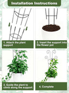Metal Butterfly Trellis for Climbing Plants Indoor, 4 Pack 30 Inch Taller Garden Trellis for Potted Plants, Monstera Plant Support Stakes for Ivy Pothos Hoya Flower Outdoor (Black)