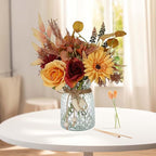 Leftover Fake Fall Flowers in Vase - Fall Floral Arrangement, Table Decor & Centerpieces for Kitchen & Coffee Table