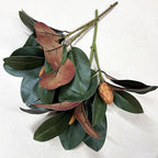 Artificial Magnolia Plants 18 Inch, Fake Magnolia Leaves Stems Faux Greenery Big Leaf Branches Shrubs Houseplant Decor for Indoor Outdoor Home Garden Wedding Table Centerpiece Vase Decoration 2 Pack