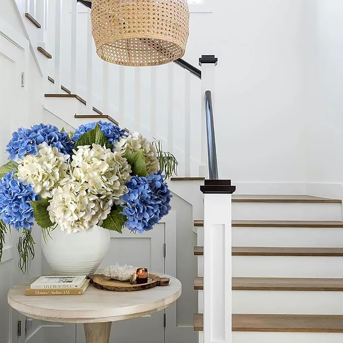 ZYTUYO 4 Pcs Royal Blue 20 inches Real Touch Hydrangea Artificial Flowers Boho Lifelike Real Looking Latex Hydrangeas Flower with Long Stem for Indoor Living Room Spring Home Decor Table Flower