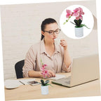 Ipetboom Realistic Artificial Potted Orchid Plant for Home Office Decor Lightweight Portable Fake Orchid Tabletop Decoration Maintenance Decorative Faux Potted Flower for Living and Gift