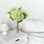 ZYTUYO 4 Pcs Real Touch White Light Green Hydrangeas Artificial Flower 21'' Realistic Faux Latex Hydrangeas Flower for Home Decor Kitchen Living Room Spring Table Wedding Xmas Arrangement