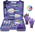 Tbltaca Garden Tool Set, Stainless Steel Heavy Duty Gardening Tools 30 PCS w/Floral Print, Trowel Rake Weeder Pruner Shears Sprayer Digging Claw Gloves, Ideal Gardening Set for Women