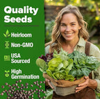 HOME GROWN 21,700+ Lettuce Seeds for Planting - 20 Heirloom Varieties, Non-GMO USA - Romaine, Butterhead, Iceberg, Leaf Lettuce, Spinach & Kale - Indoor, Outdoor & Hydroponic Garden Kit