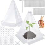 Garden Cloches for Plants, 50 Pack Plastic Small Plant Seedling Protector, Reusable Clear Bell Covers with 100pcs Metal Stakes, Mini Greenhouse Against Sun, Frost, Snails, Birds, 7.8" x 11"