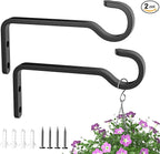 5.7 Inch 2 Pack Plant Hooks for Wall, Heavy Duty Plant Hangers Outdoor, Hold 35lb Iron Plant Hanger Bracket for Hanging Bird Feeder, Wind Chimes, Baskets, Lantern, Hanging Planter Hooks, Metal - Black