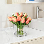 GarveeLife 12 Pcs Artificial Tulips Flowers, Real Touch Faux Tulip Stems for Vase, Home Kitchen Wedding Dining Table Decorations, Ideal Gift for Mother's Day, Easter, Valentine's Day (Orange)