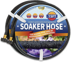2 Pack Soaker Hose 15 FT for Garden Bed, 1/2’’ Diameter Heavy Duty Soaker Hoses 30 FT for Garden Beds To Save 70% Water, Short Drip Soaker Hose for Vegetable Beds (2 Pack 15 FT)