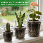 Clear Nursery Pots, 30 Pack Seed Starting Pots with 8 Drainage Holes, Transparent Plant Pots with Labels, Marker & Seedling Transplant Tool (3.5/4/5in-30pcs)