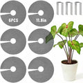 6 Pack Plant Pot Grids, 11.8" Trim-to-Fit Plant Pot Soil Covers Protectors from Animals, Indoor Outdoor Plant Protection with Metal Stakes, Black