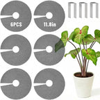 6 Pack Plant Pot Grids, 11.8" Trim-to-Fit Plant Pot Soil Covers Protectors from Animals, Indoor Outdoor Plant Protection with Metal Stakes, Black