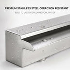 Stainless Steel Pool Fountain Waterfall Sheer Descent, 17.7" Inches Spillway for Swimming Pool, Outdoor Garden Pond, Patio & Backyard Water Feature Decoration(17.7")