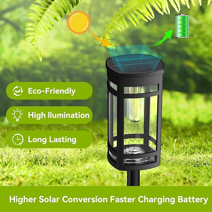 EXCMARK 2 Pack Solar Lights Outdoor Waterproof for Garden Pathway Walkway Driveway Yard Lawn Decorative Landscape Lighting. (Warm White Light,2)