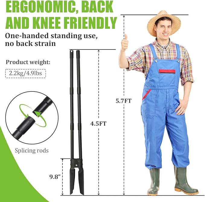 Post Hole Digger 4.5FT Heavy Duty Hole Digger with Dual Sharp Blades Professional Manual Hole Digger Tool for Gardening Transplanting Fence Installation Construction