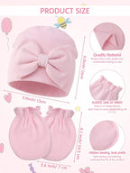 Geyoga 12 Pieces Newborn Hat Mittens Gloves Set Baby Boys Girls Cotton Baby Beanie for 0-12 Months