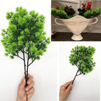 Artificial Pine Branches, Green Leaves Aquarium Plants Alga Greenery Sargassum Bush Faux Shrubs Table Centerpieces Arrangements for Christmas Wreath Garland Gift DIY Wall Front Door Decoration 4 Pacs