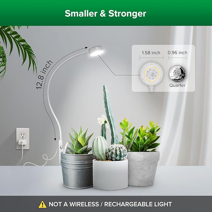 SANSI 3-Pack Pot Clip Grow Lights for Indoor Plants, Full Spectrum Dimmable Plant Light with Timer, ETL Listed
