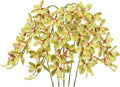 IPOPU 5 Pcs Real Touch Orchids Flowers Green Latex Artificial Orchid Stems for Wedding Party DIY Bridal Bouquet Table Centerpiece Arrangement Office Home Decor