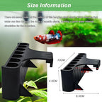 2PC 7 Holes Upgraded Aquarium Plant Holder, Aquatic Plants Cup for Tank, Fish Tank Plant Holder with Long Hook, Aquarium Feeder for Aquascape Decorations on Top of Tank (Black-2PC)