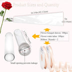 AKLVBL Flower Sleeves for Bouquets 100 Pcs Clear Single Rose Sleeve with 100 Pcs Floral Water Tubes for Bouquets and 40 Yards Light Pink Ribbon for Gift Wrapping for Gift, Florist, DIY, Wedding, Festival