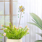 Set of 3 Crystal Sunflower Stakes Suncatchers with 13.4'' Gold Trellis Metal Plant Stake for Indoor Outdoor Garden Potted Plants Decorations Plant Lover Gift (Multicolor)
