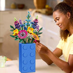 Vase for Lego 10347 10280 10328 Flowers, for Lego Flower Bouquet Building Set,Display Stand for LegoRoses Cherry Blossom Sunflower Tulips Daffodils Lotus-Gift for Lego Flowers Lover(vase only)-Blue